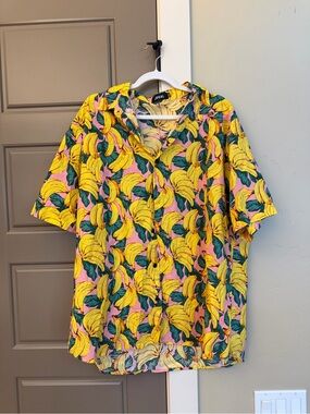 Men’s Yellow Banana Print Short Sleeve Shirt
